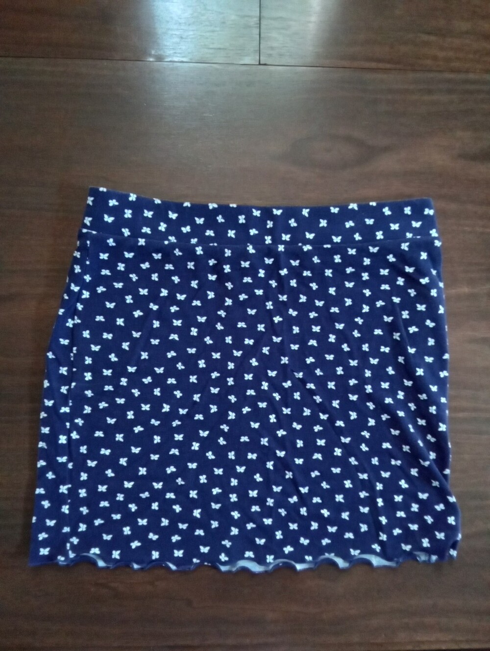 Butterfly Navy Floral Print Stretch Mini Skirt